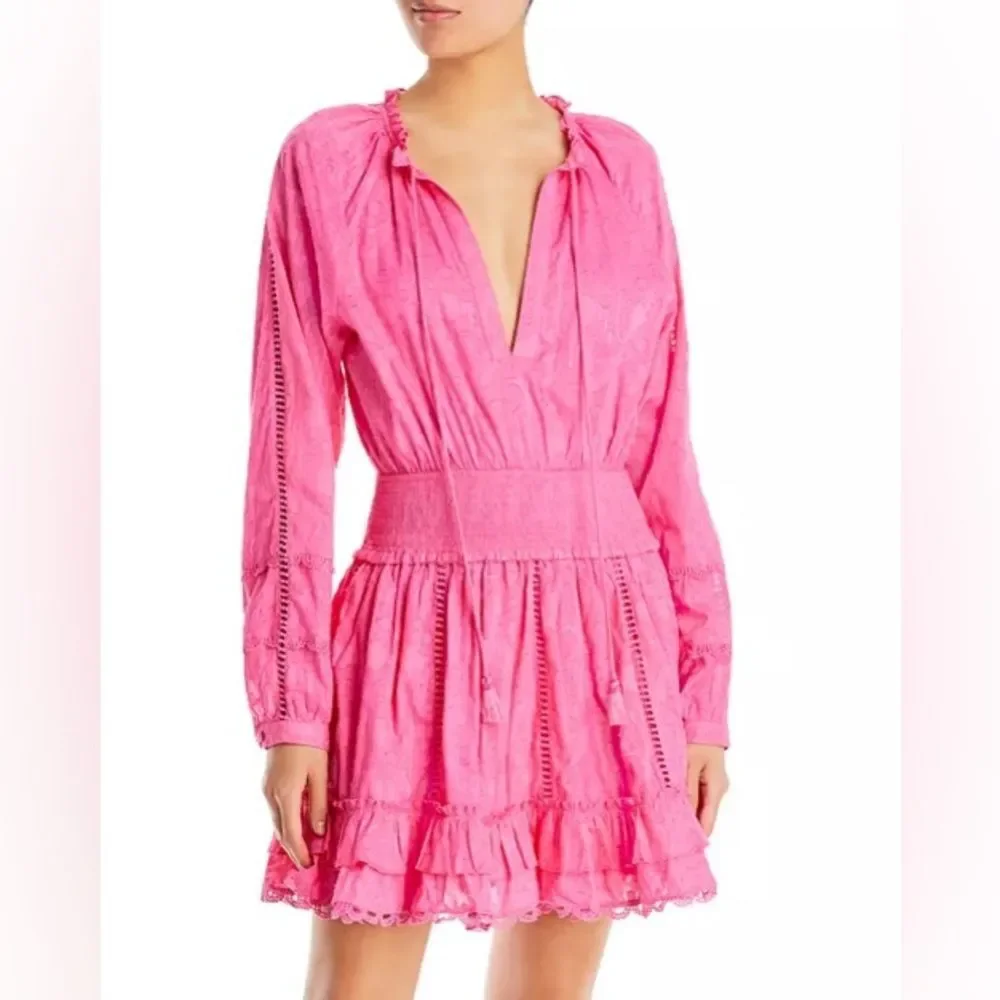 Hemant and Nandita Cotton Ruffled Eyelet Dress, Pink, New, Size XS - Picture 2 of 8